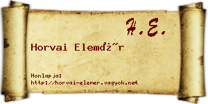 Horvai Elemér névjegykártya